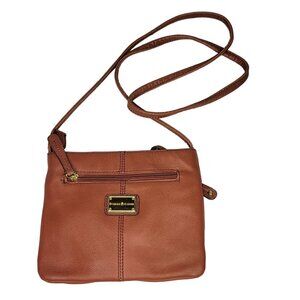 Etienne Aigner Whitney Collection Brown Leather Crossbody Bag With Keychain & ID